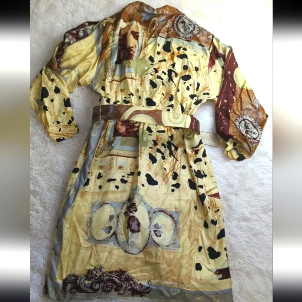 Vintage Louis Feraud Silk Dress Abstract Wearable Art - Picture 2 of 4